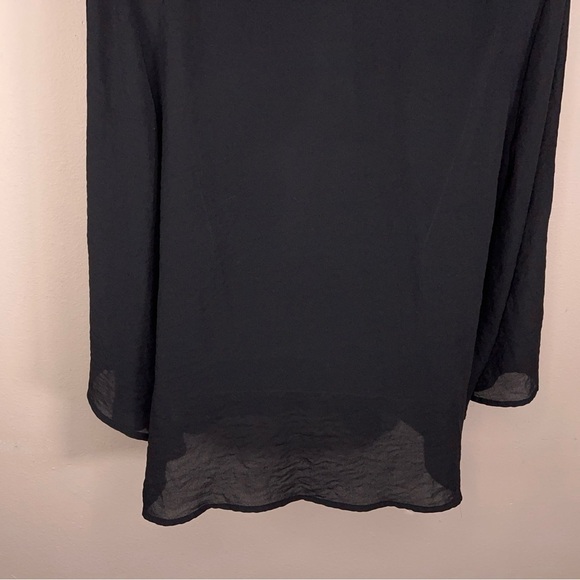 Large Ana Black Collar Style Blouse Flowy Chiffon 3/4 Sleeve Goth - Picture 10 of 14